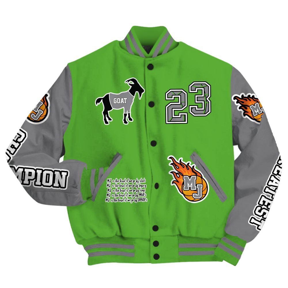 Varsity Jacket To Match Retro Green Bean 5s - 23 G.0.A.T Jump Up Basketball All Over Print
