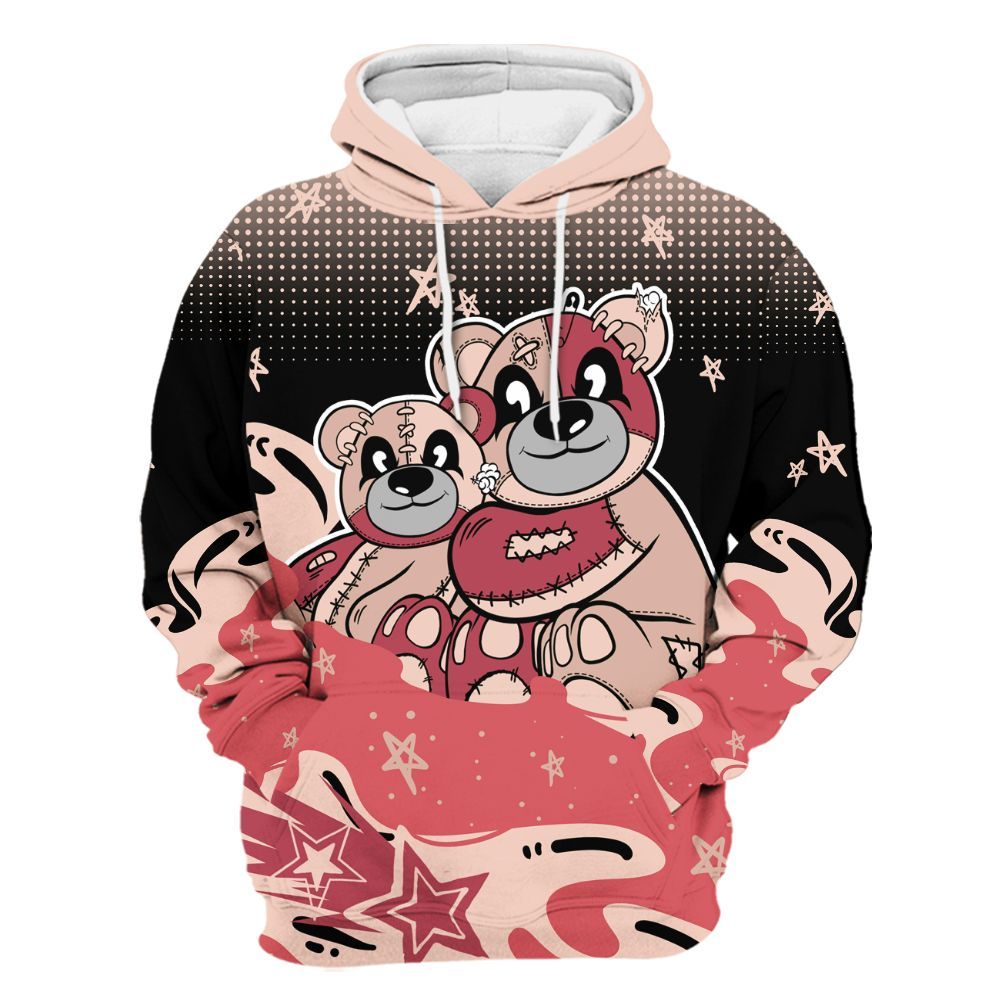 Hoodie To Match Washed Coral 2s Shirt - Sincere Fondness Bear Stars All Over Print