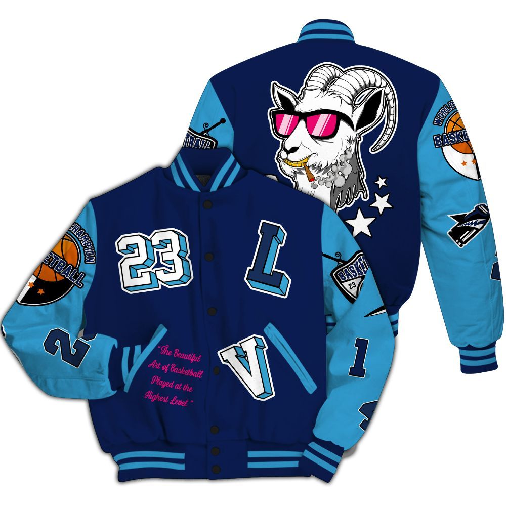 Varsity Jacket To Match Air Max 180 University Blue - The GOAT Got Em Retro Graphic All Over Print