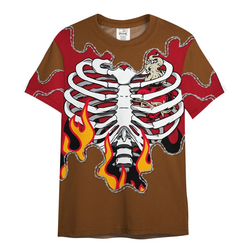 Shirt To Match Archaeo Brown 5s - Skeleton Heart On Fire All Over Print