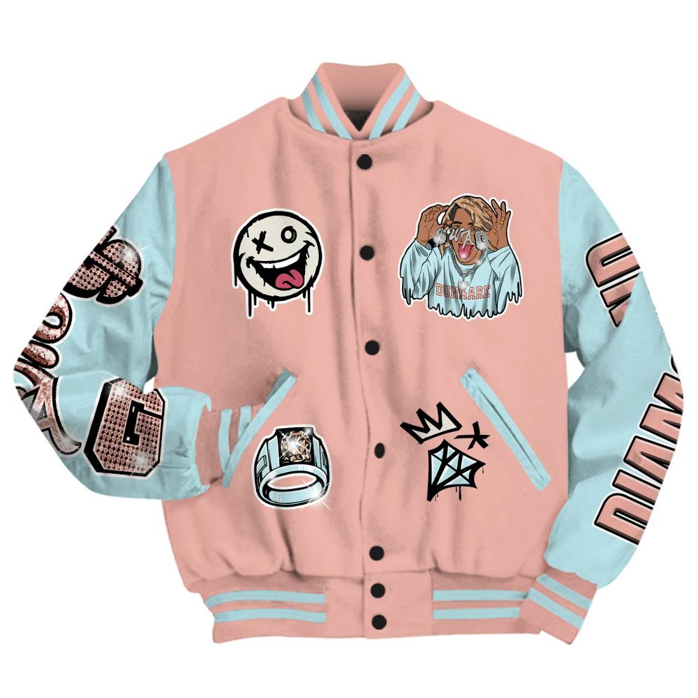 Varsity Jacket To Match Dunk Low Glacier Arctic - Pressures Makes Varsity Jacket To Match All Over Print
