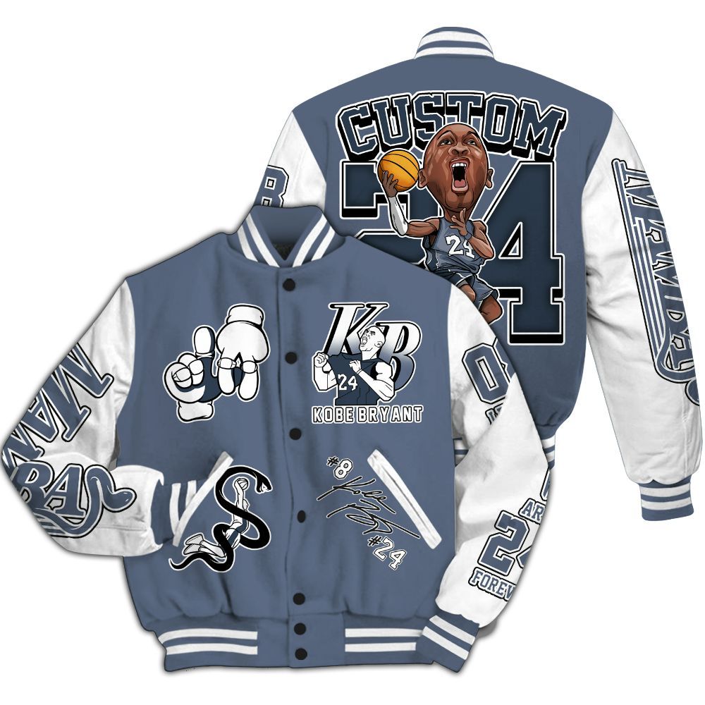 Varsity Jacket To Match Low Diffused Blue 11s Varsity Jacket- Legend 24 Snake Mamba Graphic Custom Name All Over Print