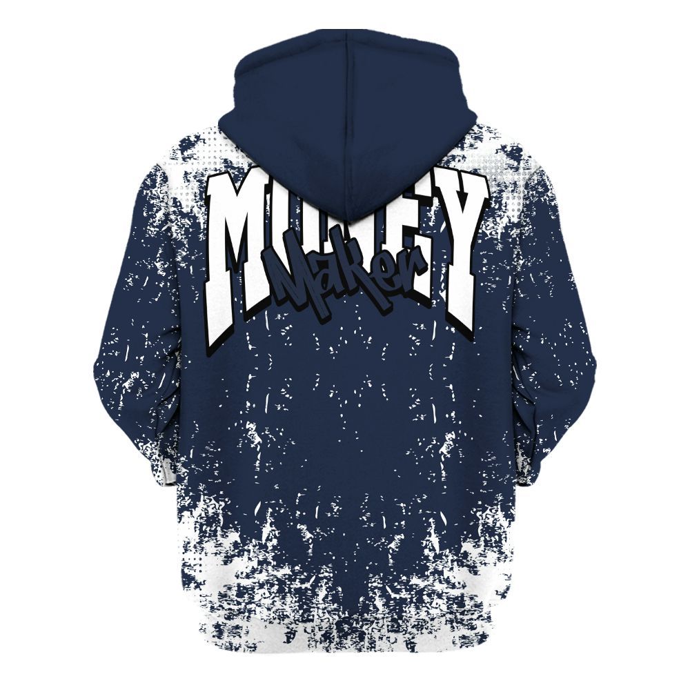 Hoodie To Match Dunk Low White Midnight Navy - Move In Silence Money Street Retro All Over Print