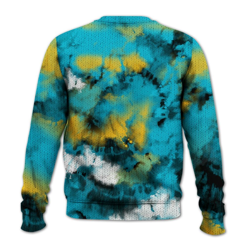 Knitted Sweater To Match Retro Aqua 5s - God Blessed Tie Dye