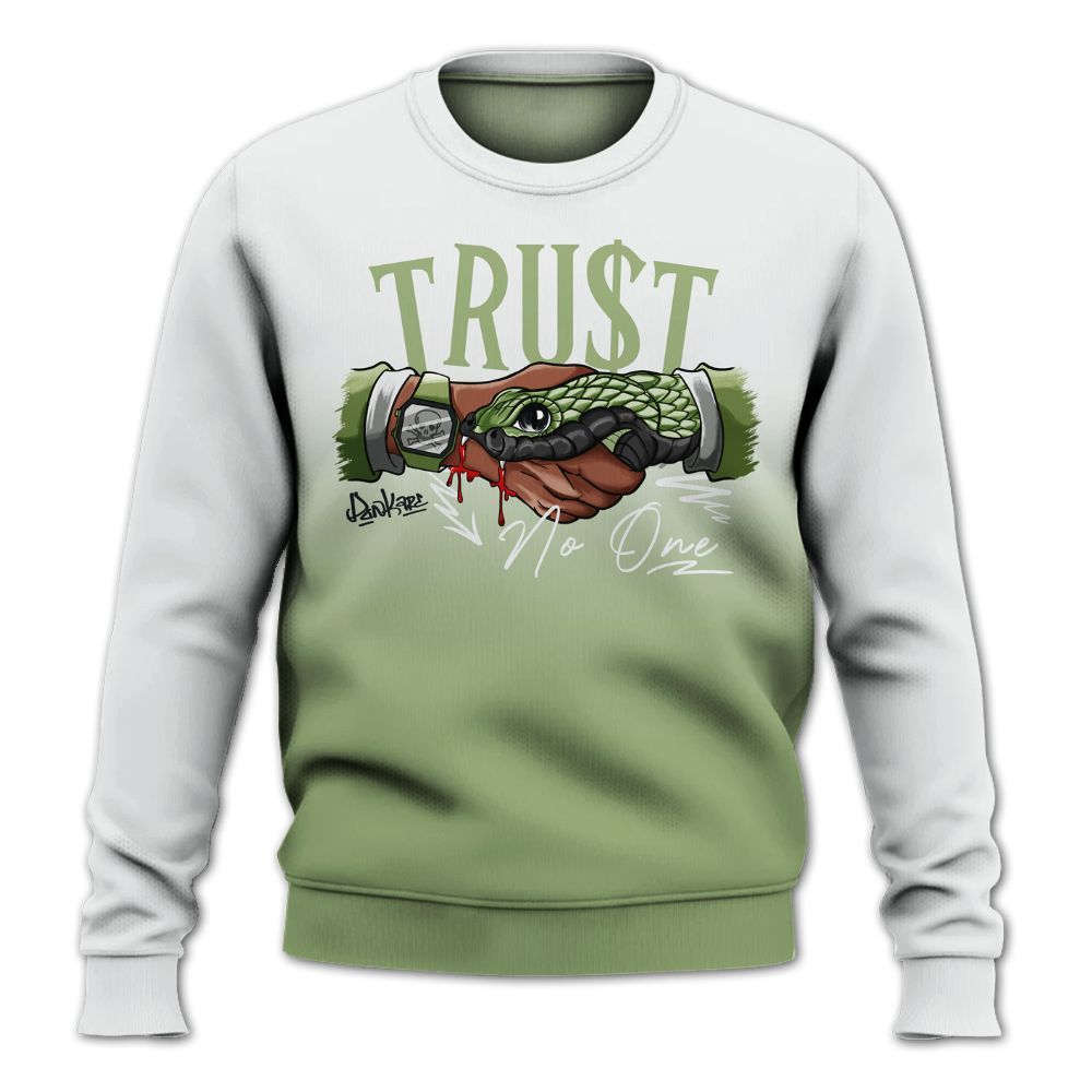 Sweatshirt To Match Oil Green 4s - Snake Trust No One Drip All Over Print