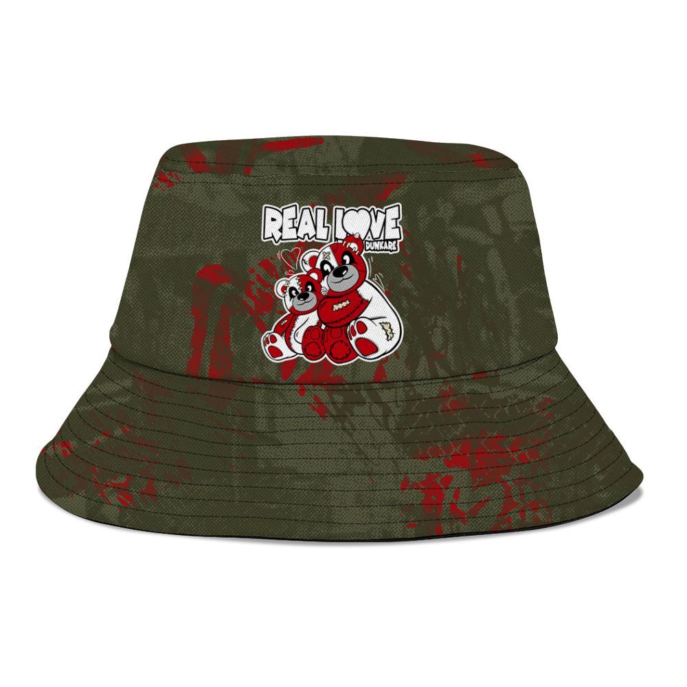 Bucket Hat To Match Low OG Medium Olive 1s - Sincere Fondness Bear Graphic