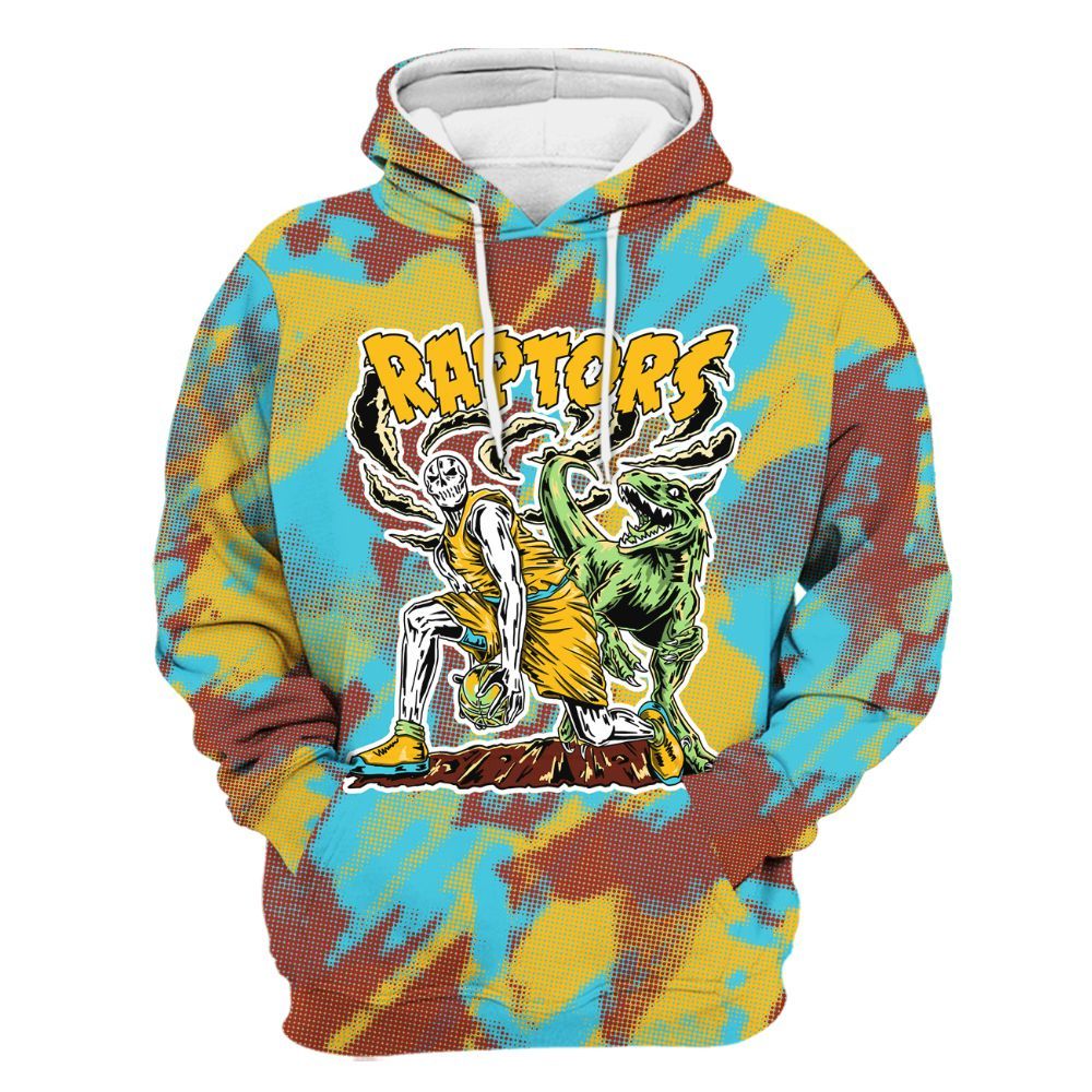 Hoodie To Match SB Dunk Di'Orr Greenwood - Raptors Skeleton Abstract Halftone All Over Print