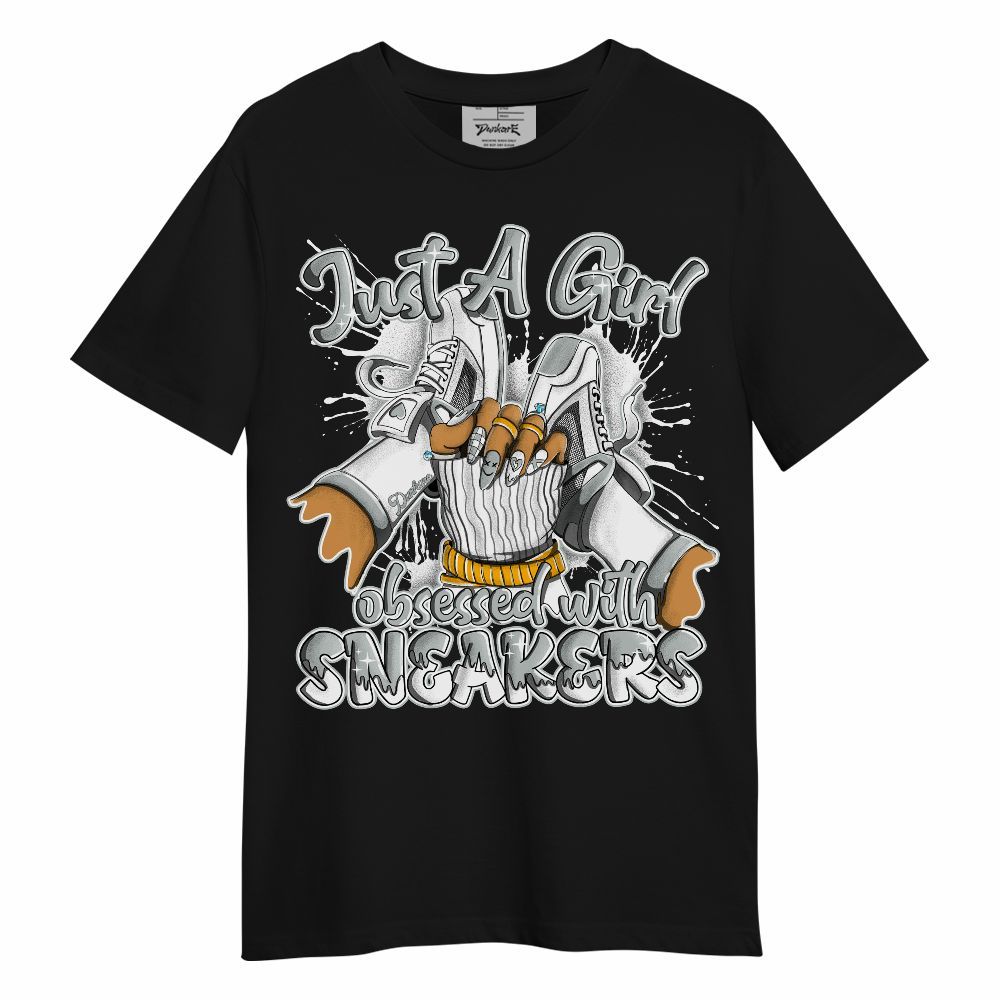 Shirt To Match Black Wolf Grey 12s - Just A Girl Sneakers Unisex Shirt