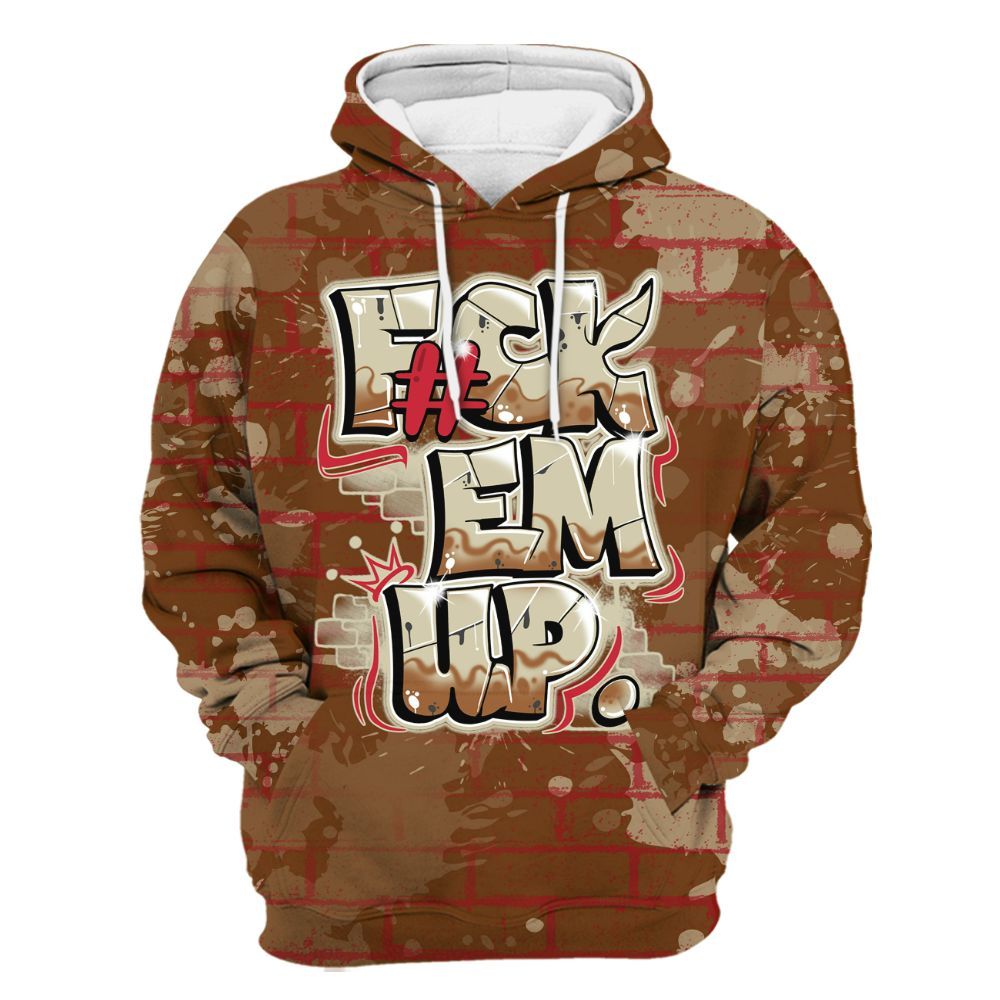 Hoodie To Match Archaeo Brown 5s - F#ck Em Graphic Brick Art All Over Print