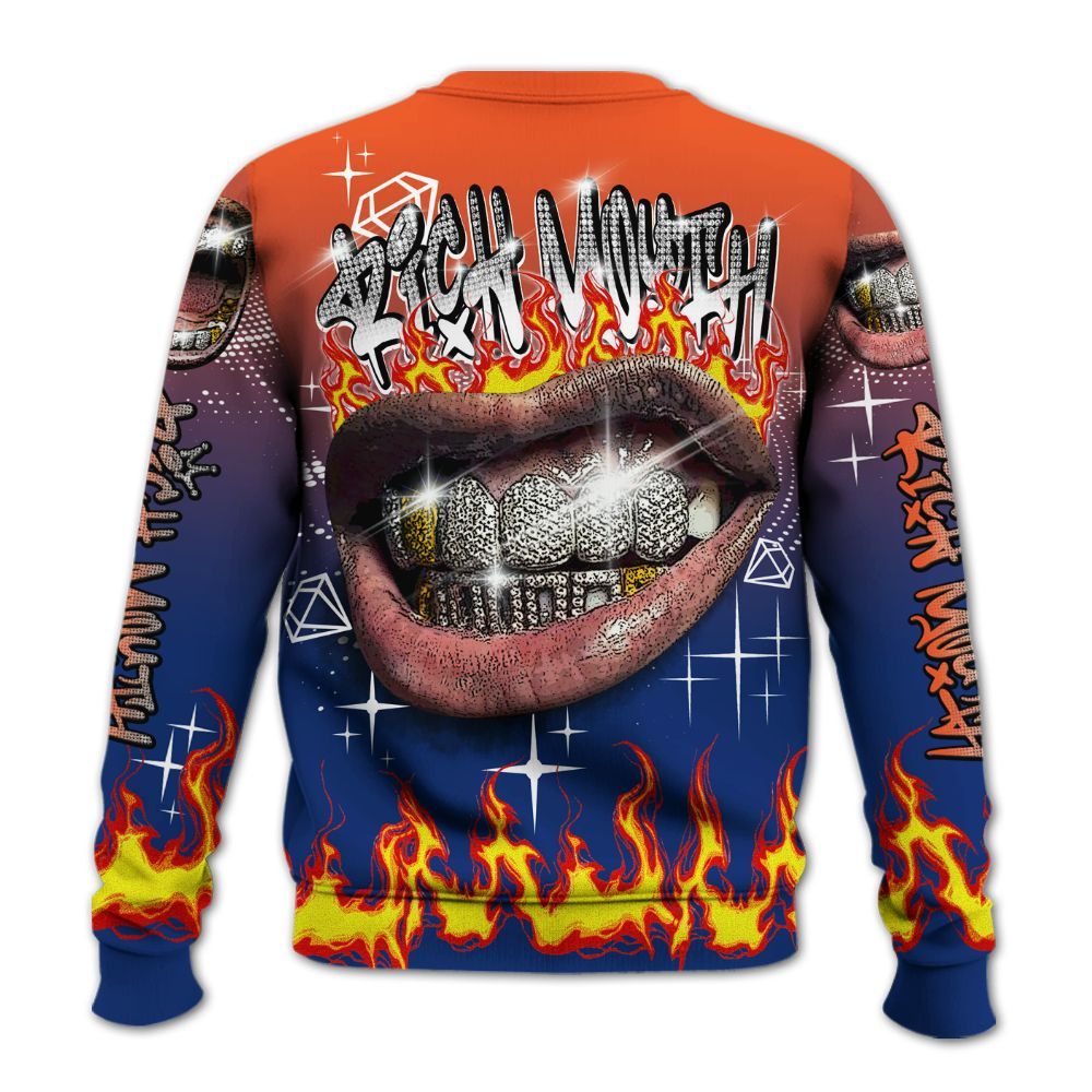 Sweatshirt To Match Suede GS League - Rich Mouth Fire Rap Retro 90s All Over Print