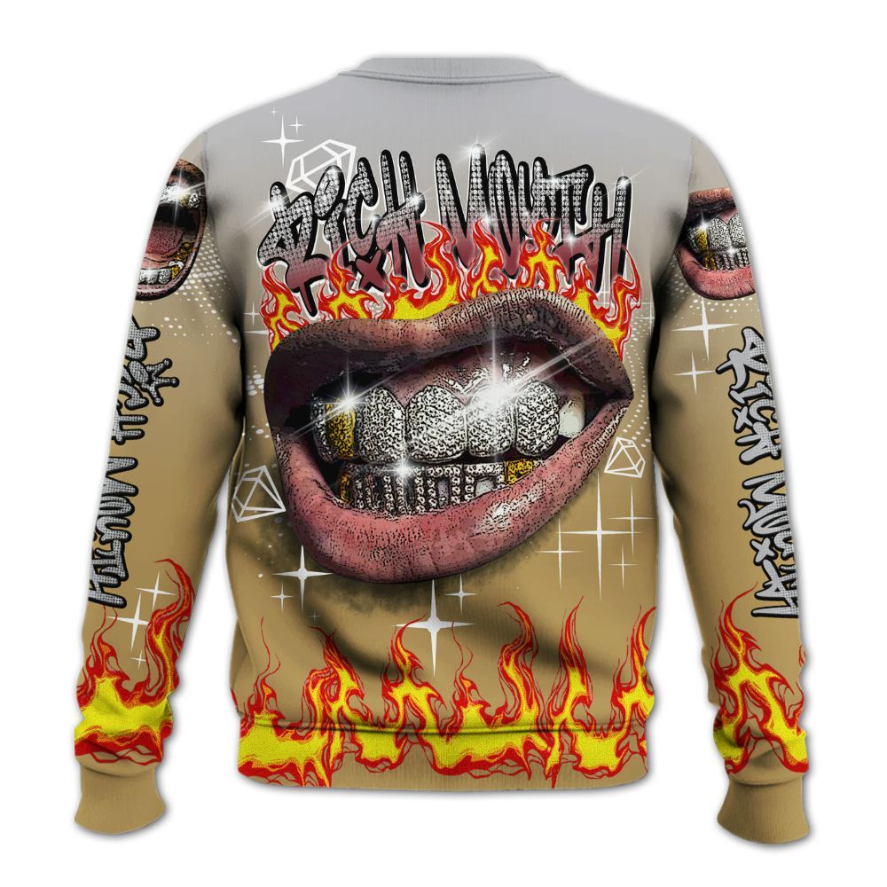 Sweatshirt To Match Kobe 4 Gold Medal - Rich Mouth Fire Rap Retro 90s All Over Print