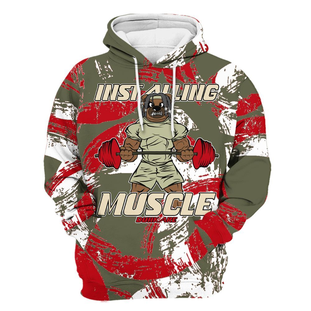 Hoodie To Match Low OG Medium Olive 1s - Installing Muscle Bear Circle Slpash All Over Print