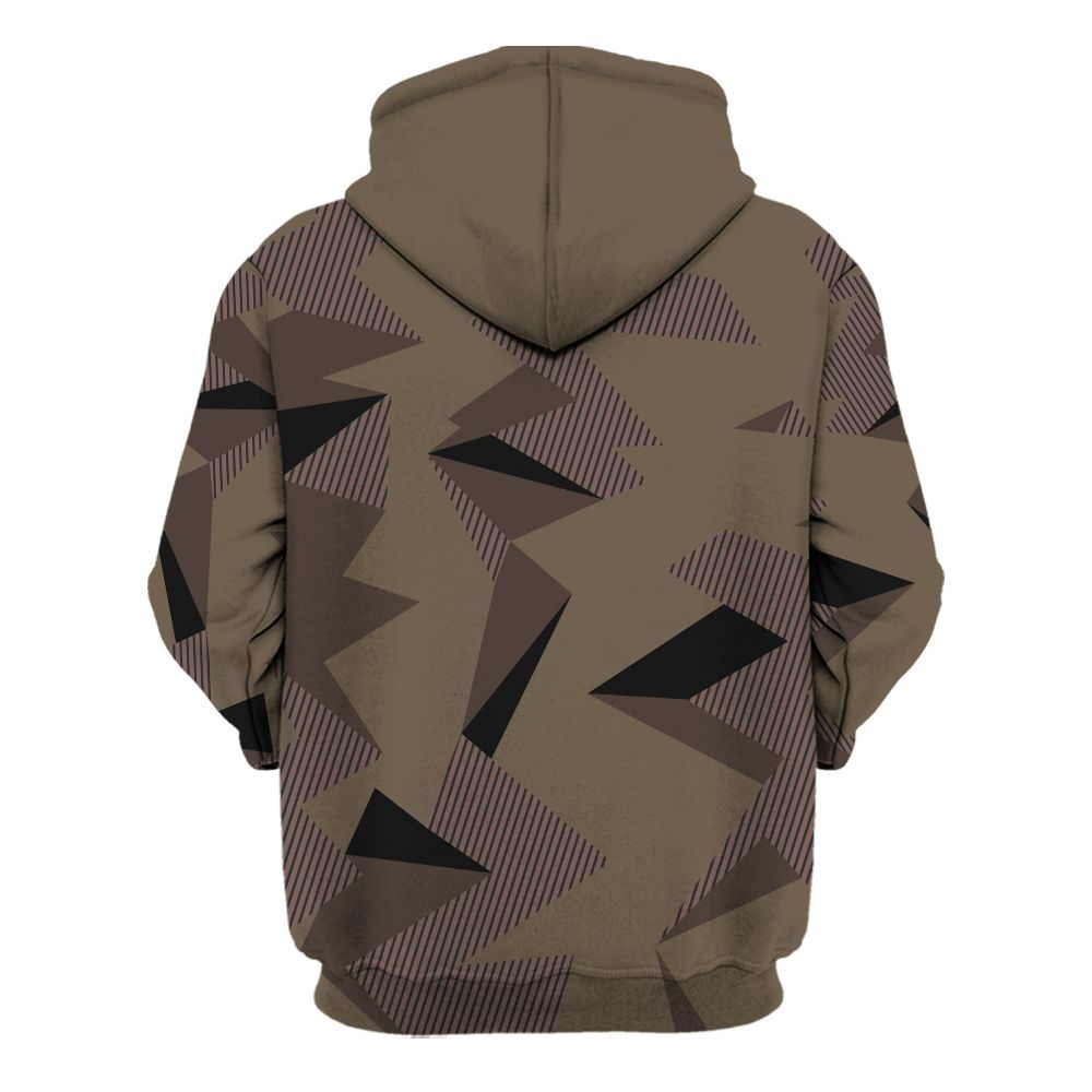 Hoodie To Match AMM Dark Mocha 4s - Geometric Camouflage Pattern All Over Print