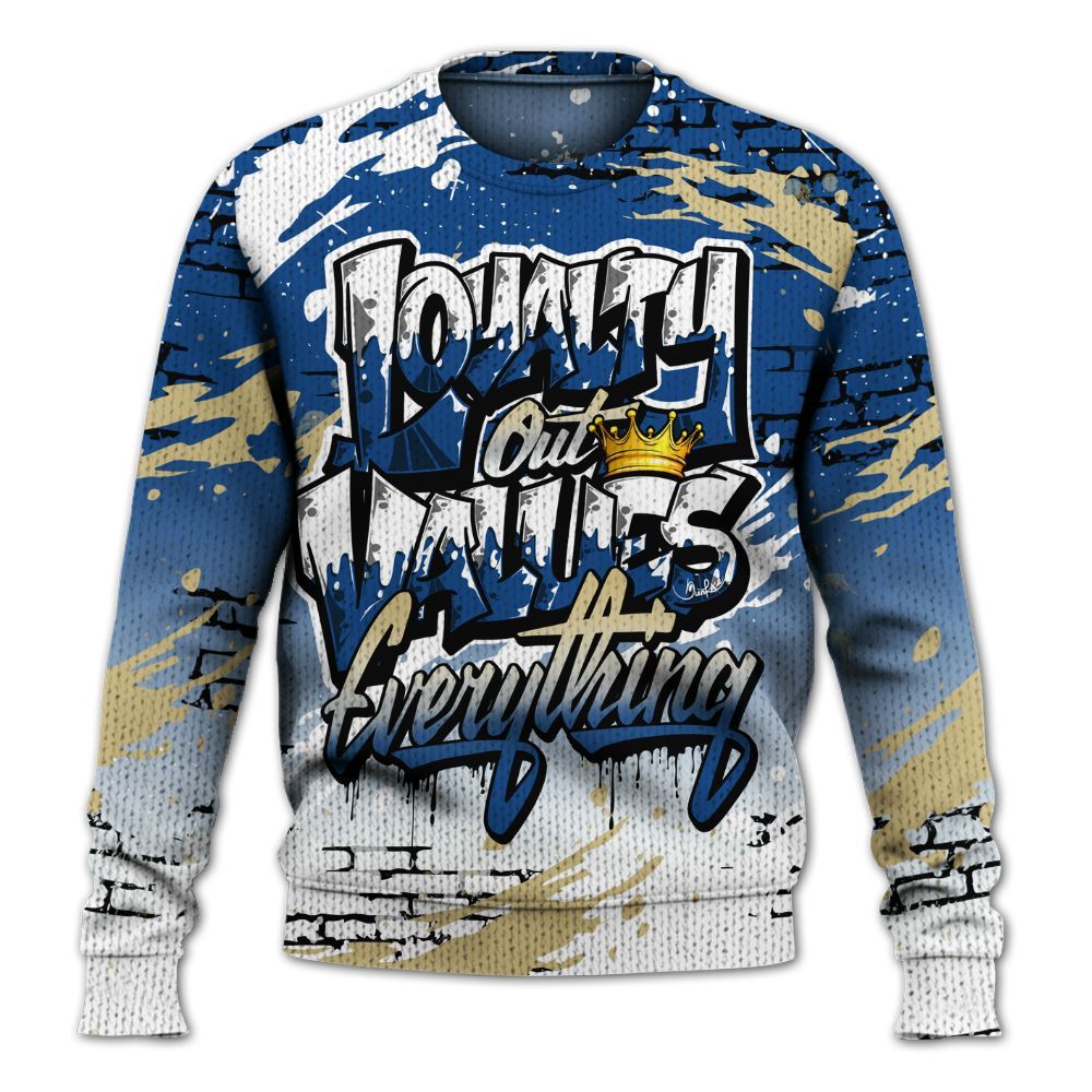 Knitted Sweater To Match Air Ship Royal Blue - Values Of Loyalty Drip