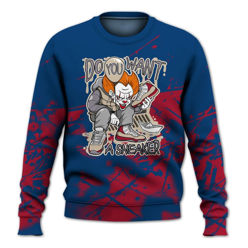 Sweatshirt To Match Rare Air 4s - Clown Scary Sneakers Halloween Graphic All Over Print