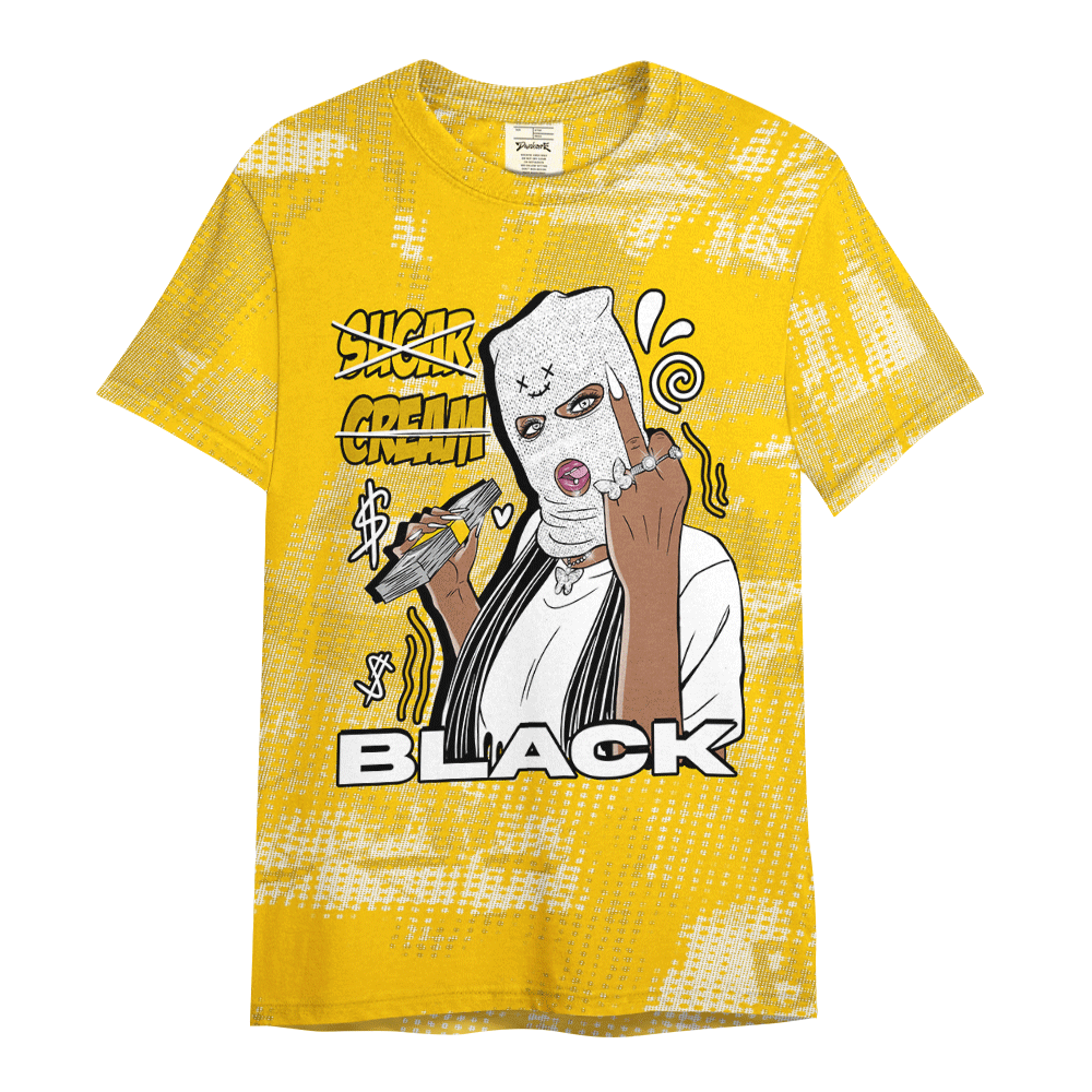 Shirt To Match Vivid Sulfur 4s - Black Sugarcream Unique Letter Pattern Shirt Unisex
