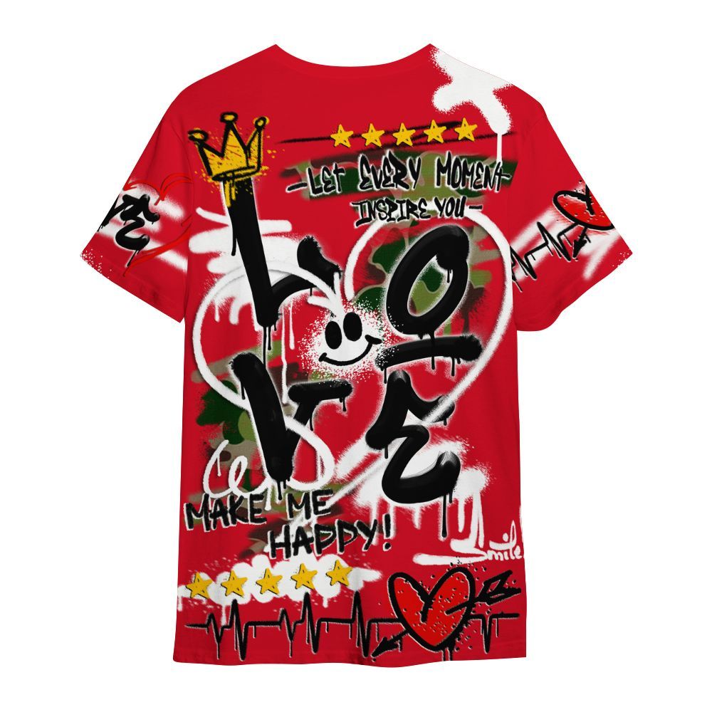 Shirt To Match Air Max 90 Duck Camo Red - Happy Love Beats Graffiti Streetwear All Over Print