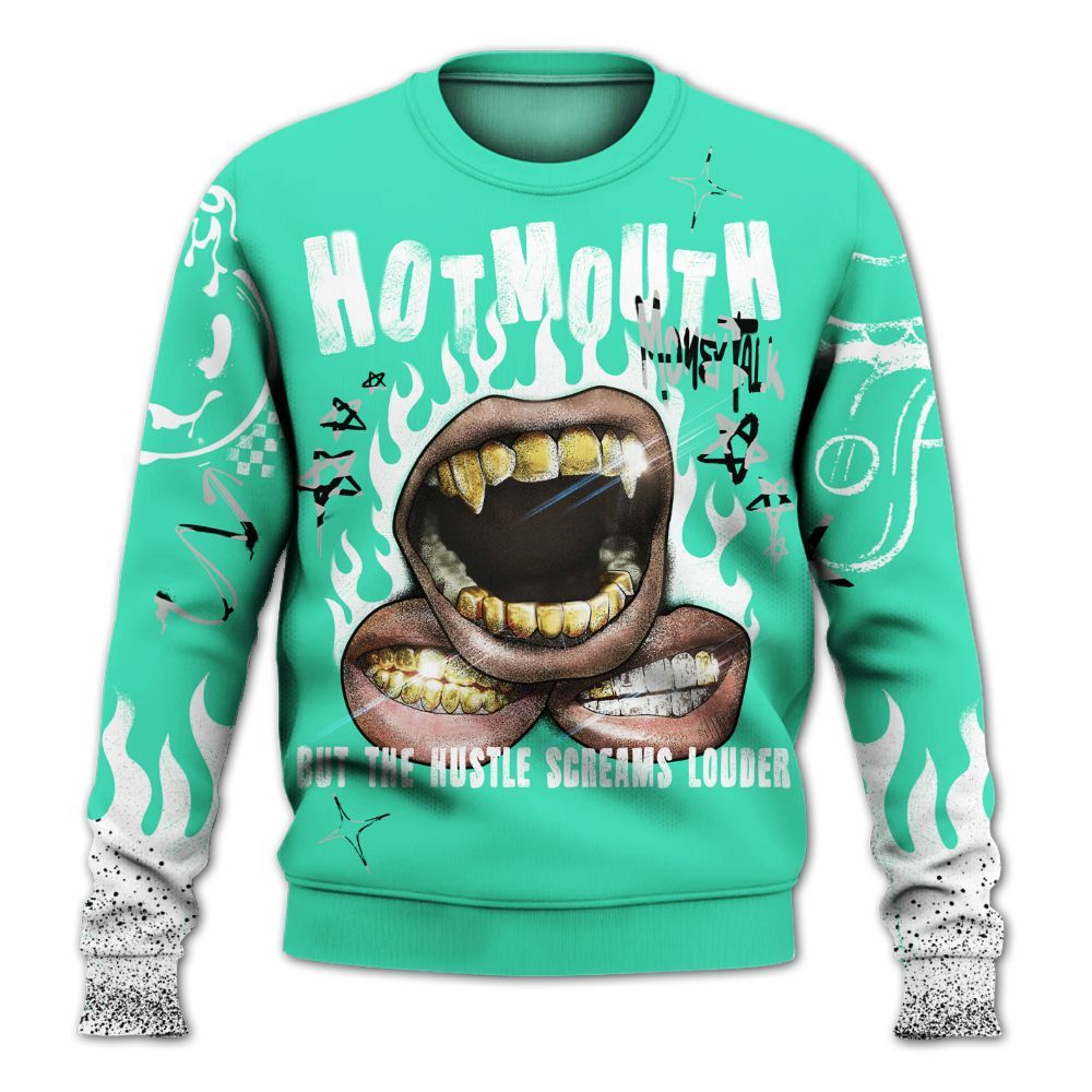 Sweatshirt To Match Black Green Glow 3s - Mouth Burning Street Style All Over Print