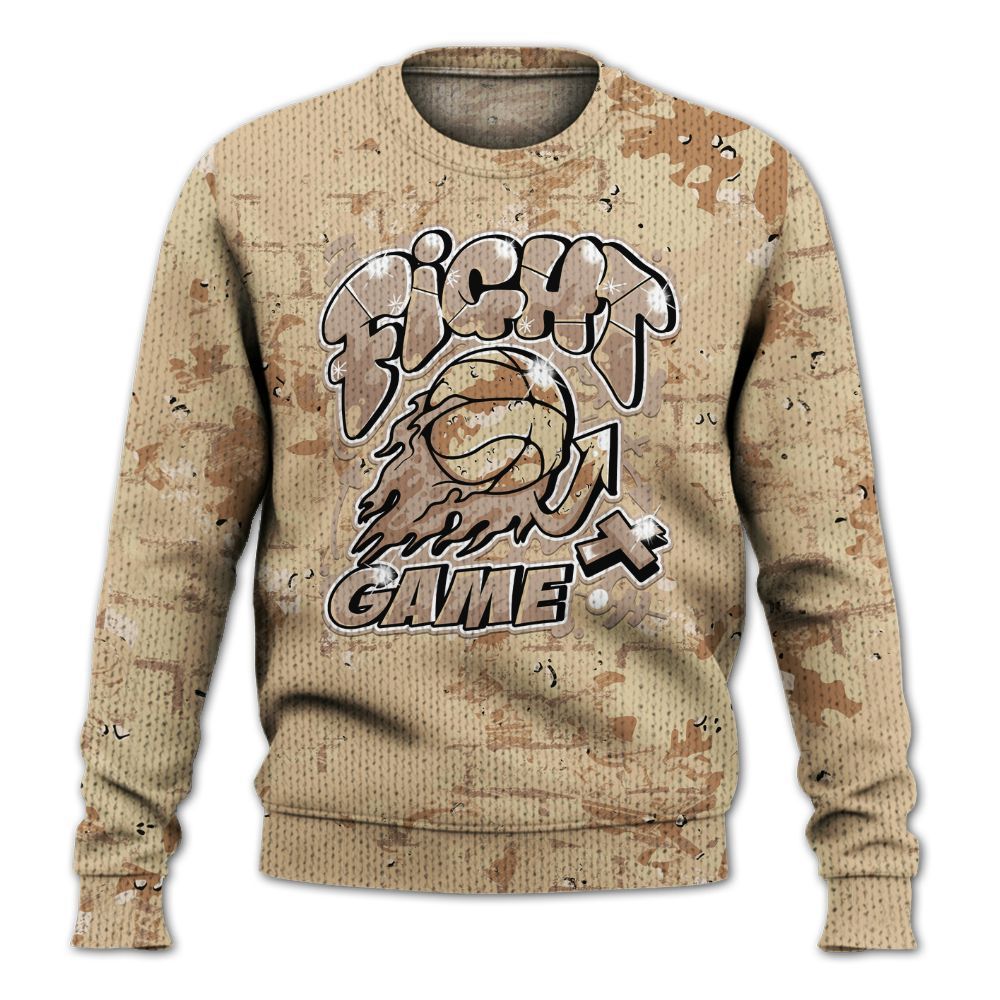 Knitted Sweater To Match Desert Camo 3s - Fighter Games Graphic Street Art