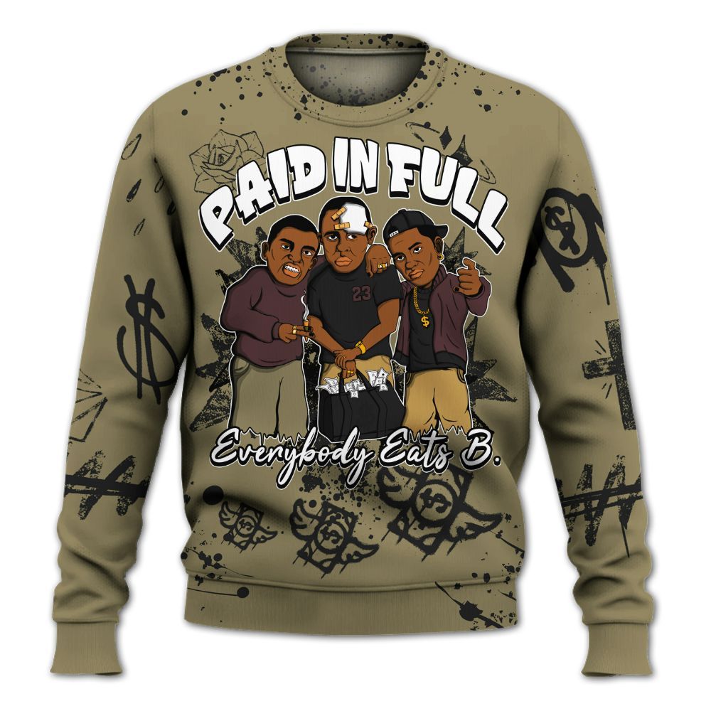 Sweatshirt To Match Black Olive 7s - Everybody Paid In Full Crayon All Over Print
