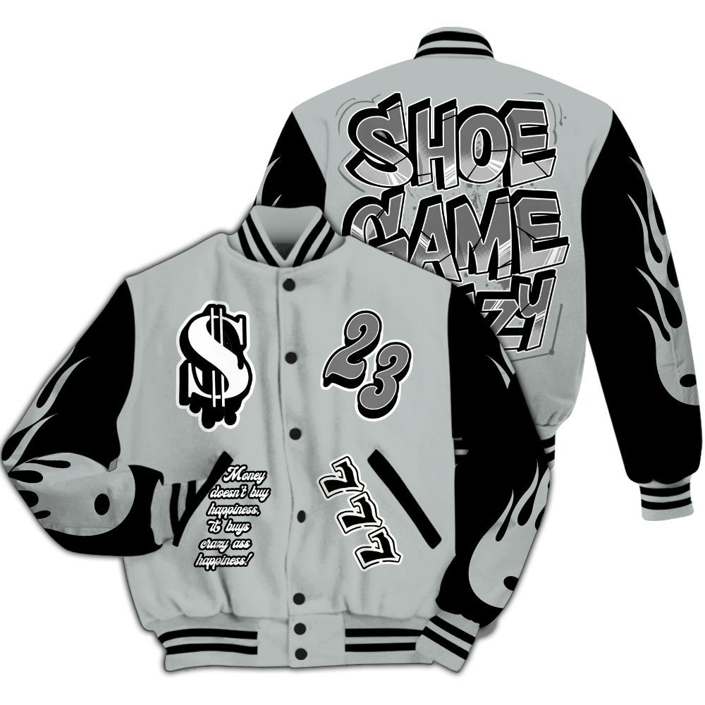 Varsity Jacket To Match Black Wolf Grey 12s - Shoe Game Crazy Graphic All Over Print