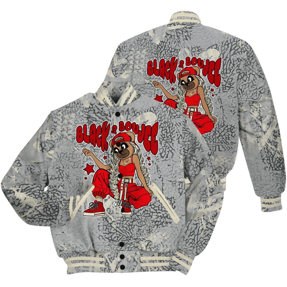 Varsity Jacket To Match Cement Grey 3s Shirt - Boujee Girls Bear Heart Grunge All Over Print