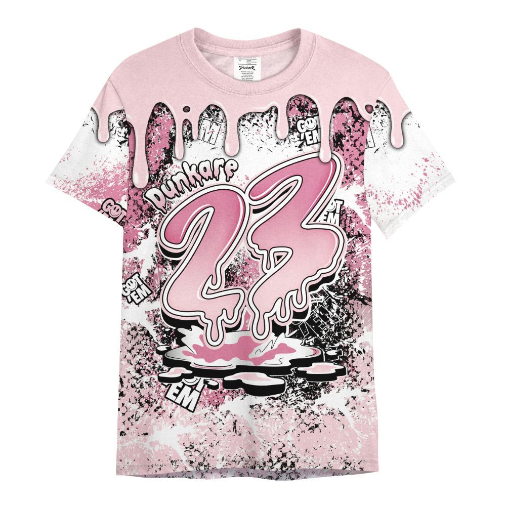 Shirt To Match GS Pearl Pink 12s Shirt, Dripping 23 Drip All Over Print