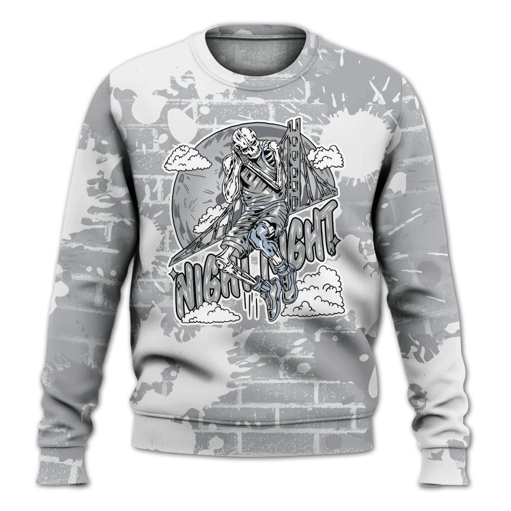 Sweatshirt To Match Low OG Wolf Grey 1s - Seeya Skeleton Brick All Over Print