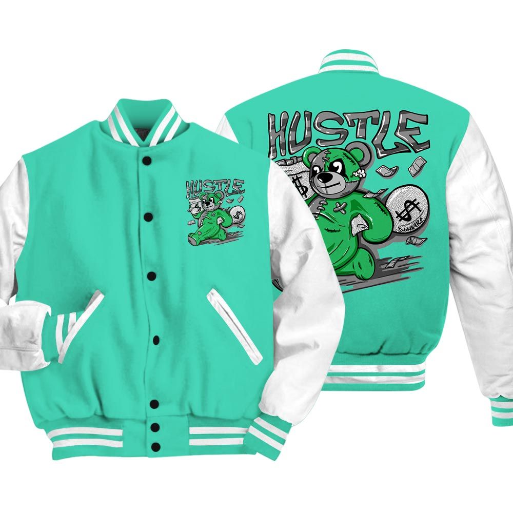 Varsity Jacket To Match Black Green Glow 3s Vasity Jacket - Hustles Bear Vasity Jacket Unisex
