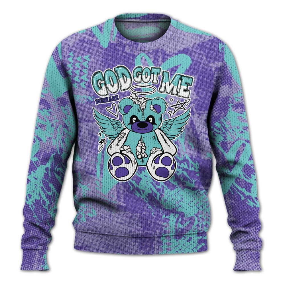 Knitted Sweater To Match Low Hornets 1s - Gods Guides Me Bear Heart Grunge