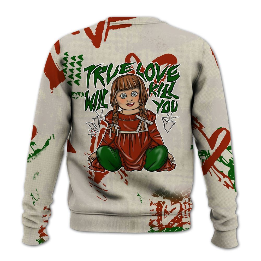 Sweatshirt To Match El Grito 5s - Genuine Loves Bear Heart Grunge All Over Print