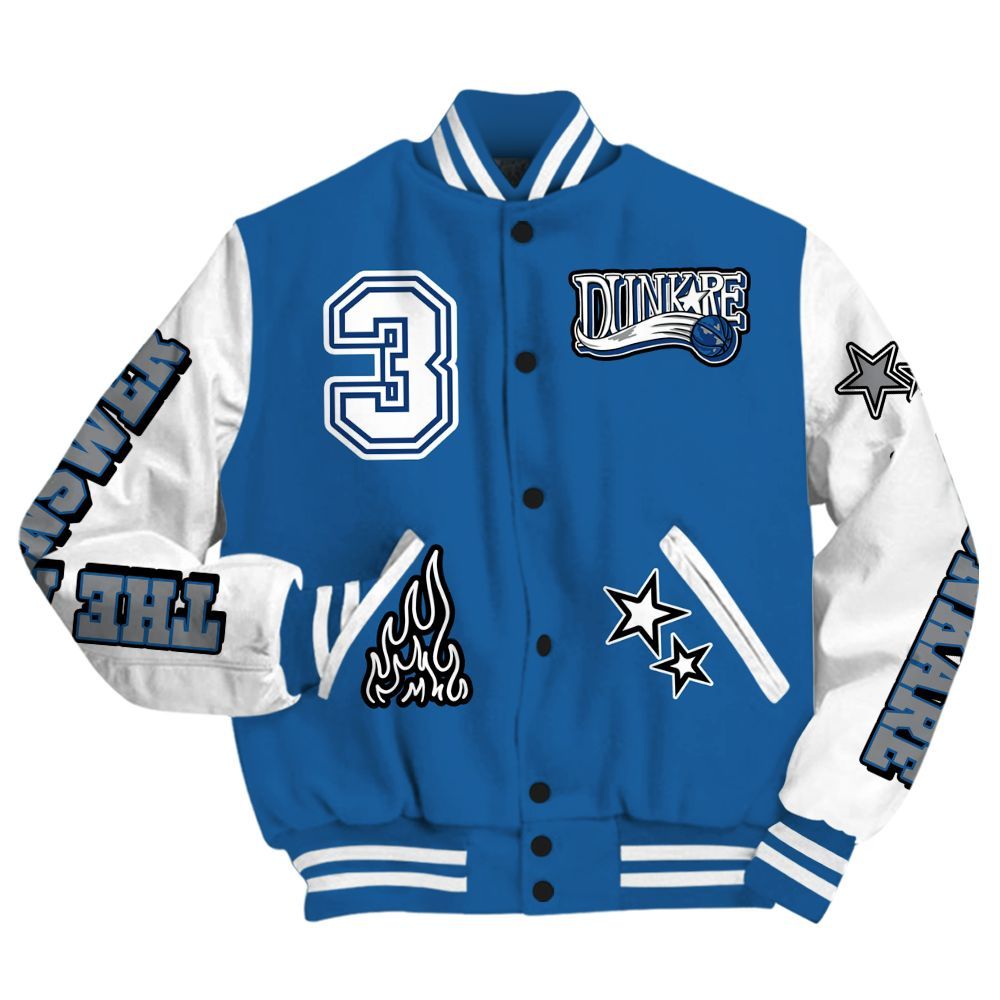 Varsity Jacket To Match French Blue 13s - Allen Answer Skeleton All Over Print