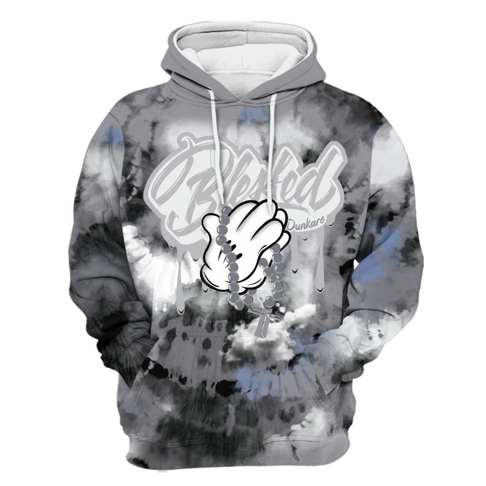 Hoodie To Match Low Cement Grey 11s - God Blessed Tie Dye All Over Print