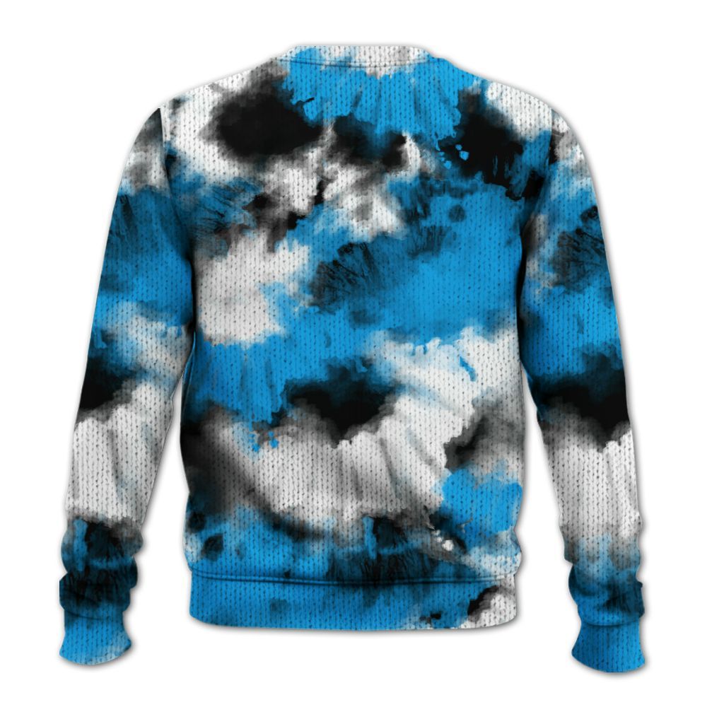 Knitted Sweater To Match Black University Blue 2022 13s - Tie Dye FK Around Find Out