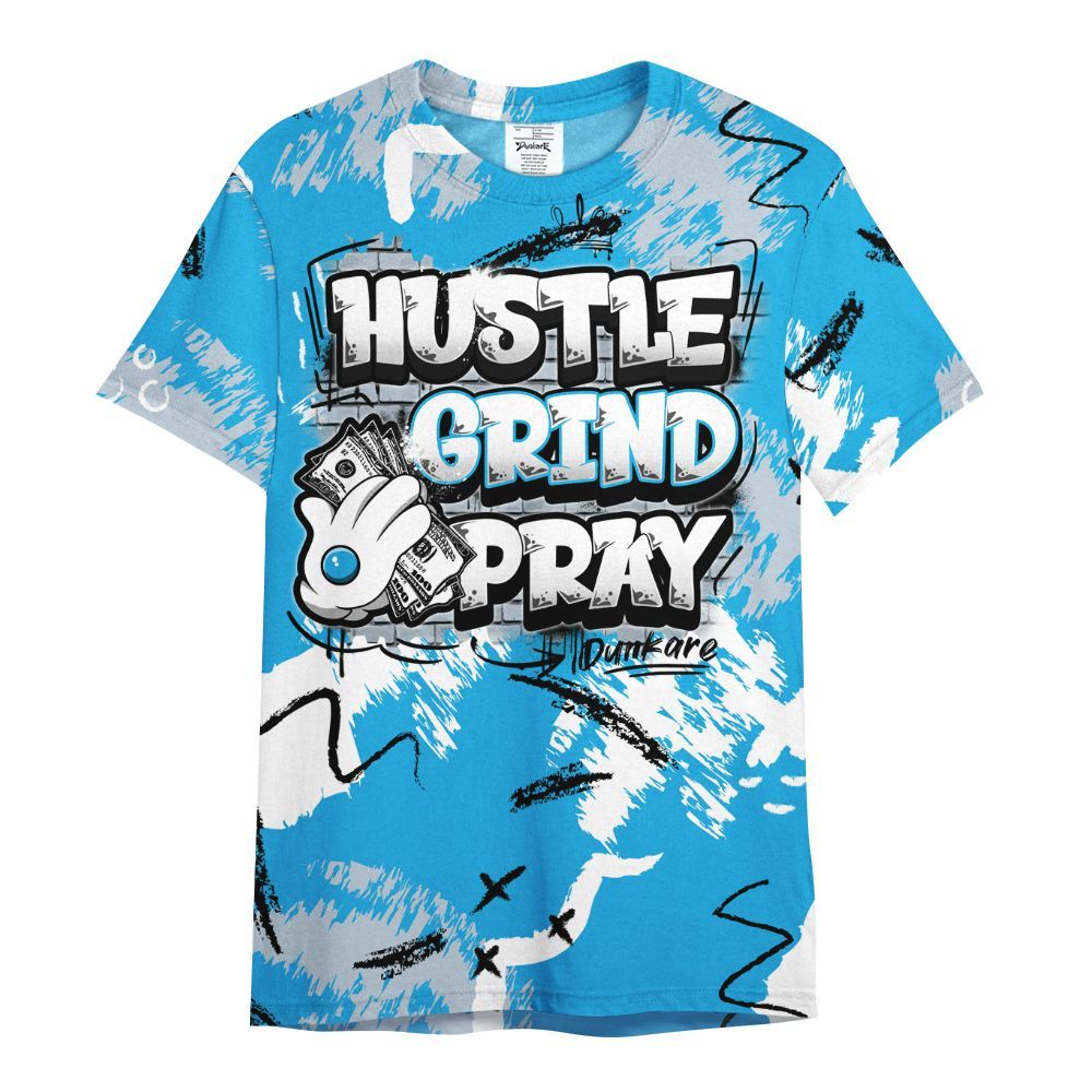 Shirt To Match University Blue Low 2026 11s - Hustle Grind Pray Graphic Street Style All Over Print