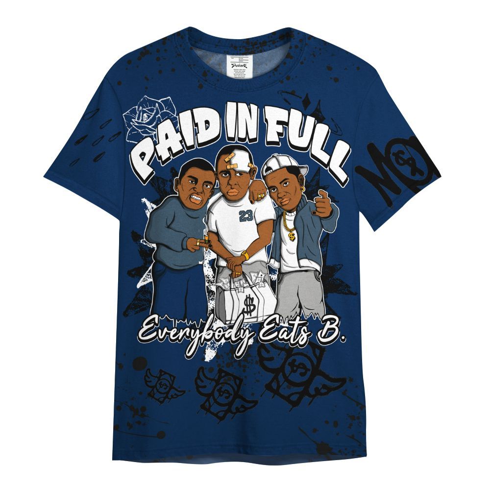 Shirt To Match SB White Navy 4s - Everybody Paid In Full Crayon All Over Print