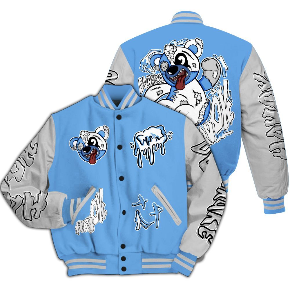 Varsity Jacket To Match University Blue 6s - Havok Bear All Over Print