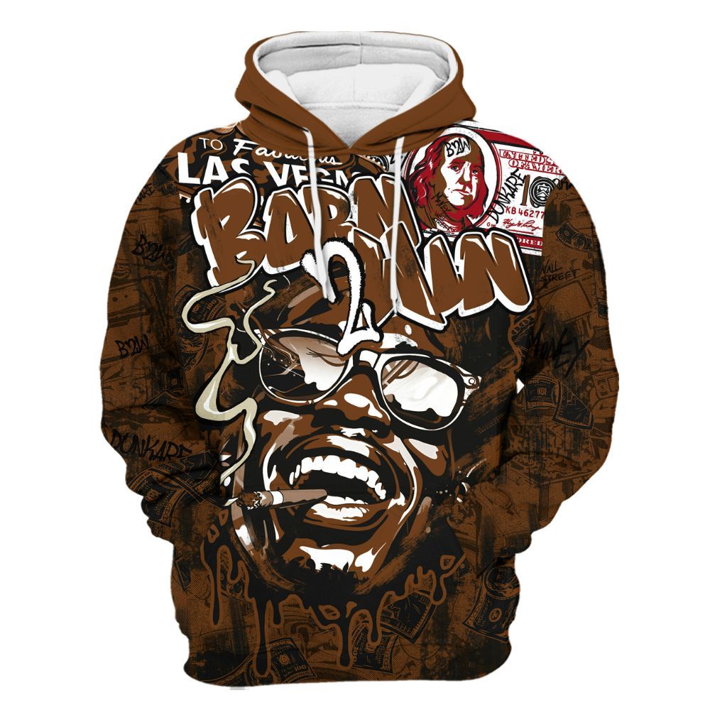 Hoodie To Match Archaeo Brown 5s - Born To Win Money All Over Print