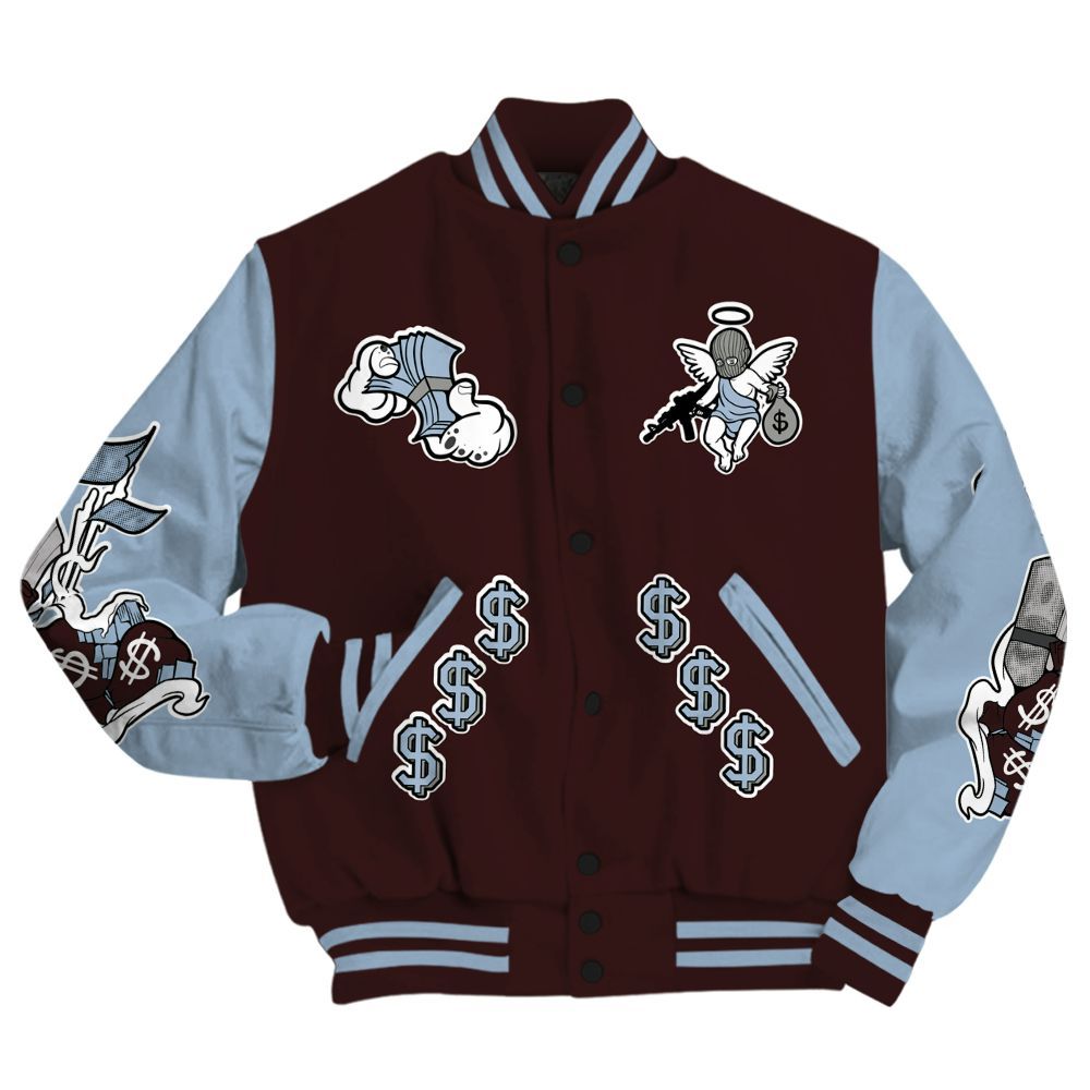 Varsity Jacket To Match Burgundy 5s - Ones Move In Silence Graphic All Over Print