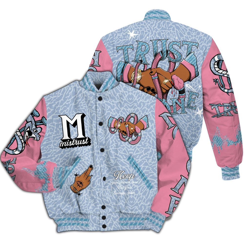 Varsity Jacket To Match Denim Pink Glow 3s - Trust No One Snake-Bite Street Style All Over Print