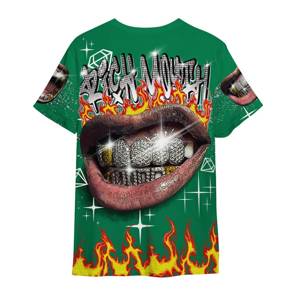 Shirt To Match Pine Green 3s - Rich Mouth Fire Rap Retro 90s All Over Print