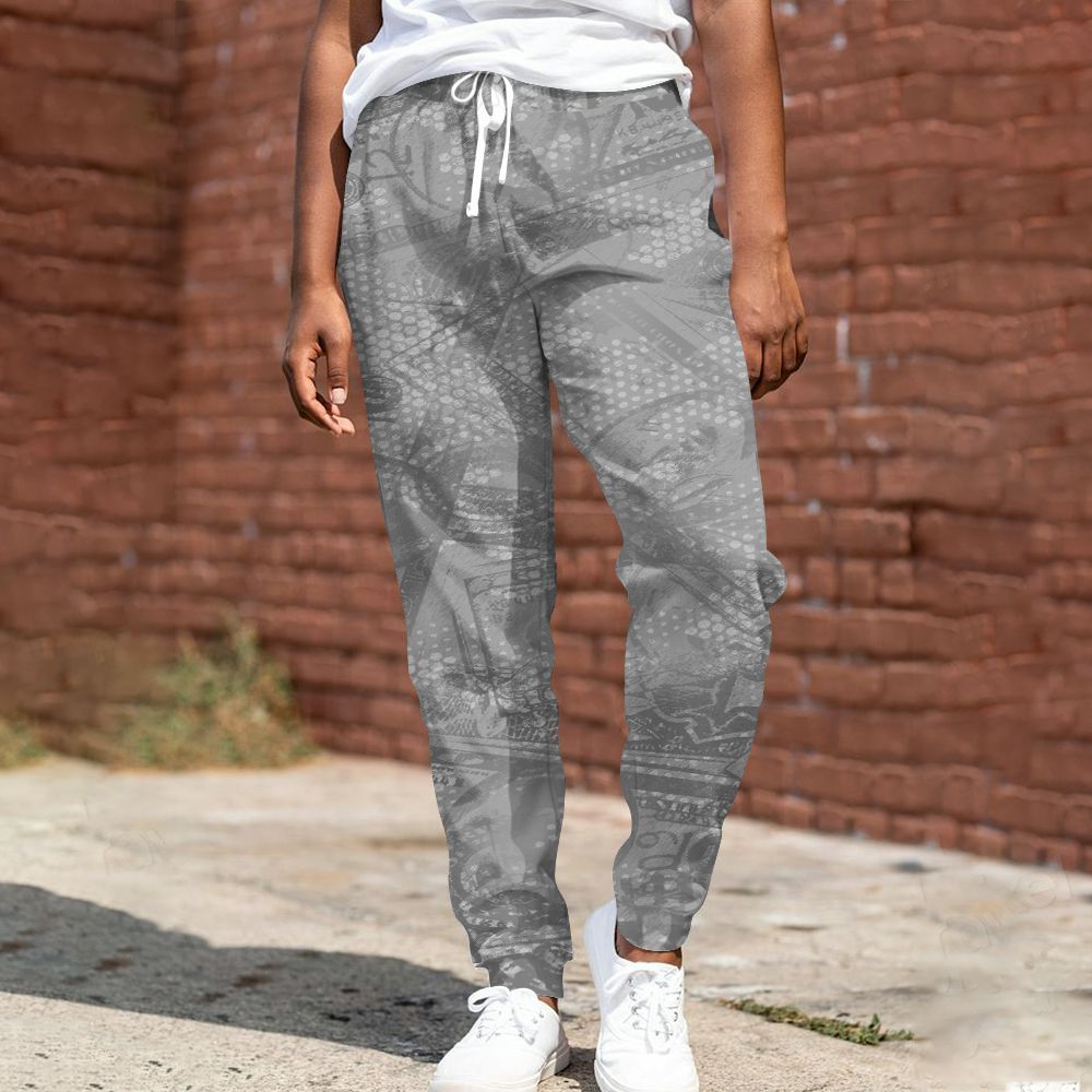 Sweatpant To Match Black Wolf Grey 12s - Banknotes Art Graphic All Over Print