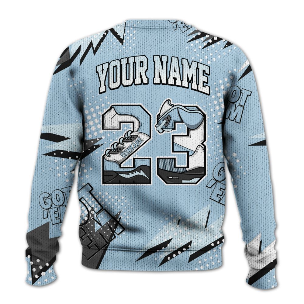 Sweater To Match Foamposite One Psychic Blue - 23 Custom Name 5s Graphic