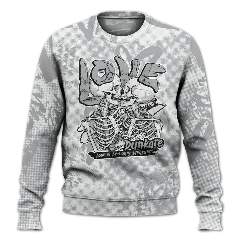 Sweatshirt To Match Low OG Wolf Grey 1s - Skull Love All Over Print