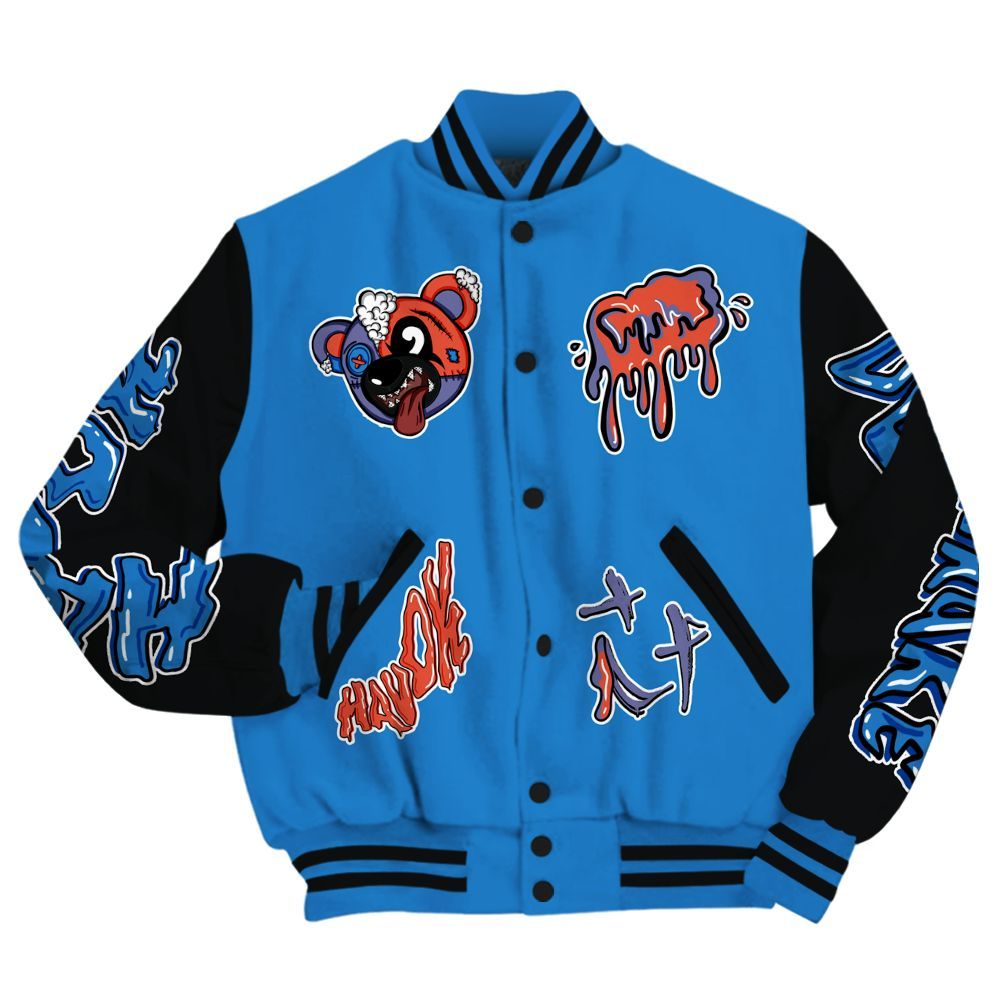 Varsity Jacket To Match Hi-Res Blue 700s - Havok Bear All Over Print