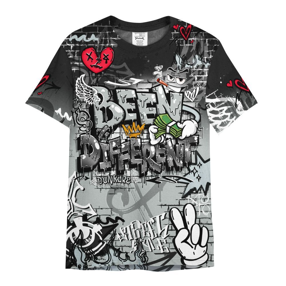 Shirt To Match Black Wolf Grey 12s - Been Dif2erent Drip Graffiti All Over Print