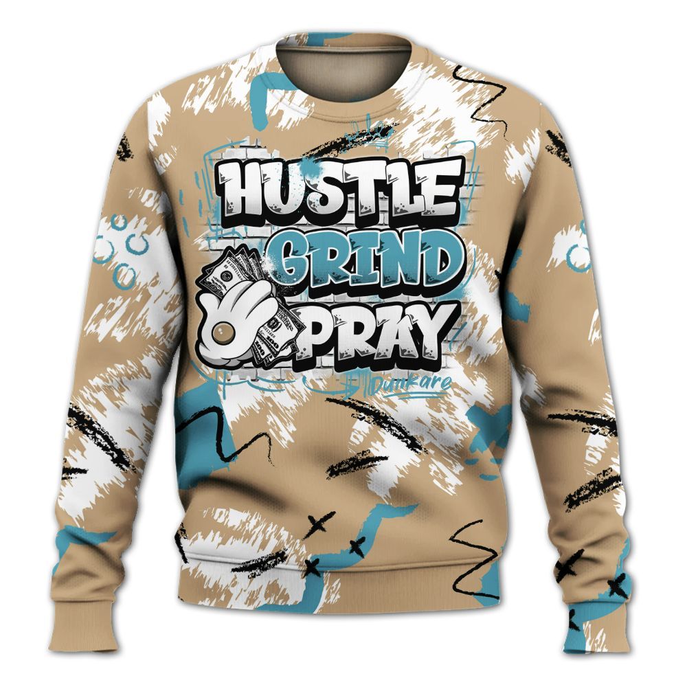 Sweatshirt To Match H-Town 11s - Hustle Grind Pray Graphic Street Style All Over Print
