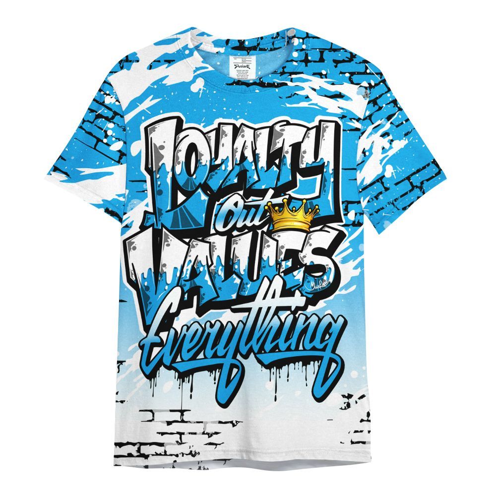 Shirt To Match Black University Blue 2022 13s - Values Of Loyalty Drip All Over Print