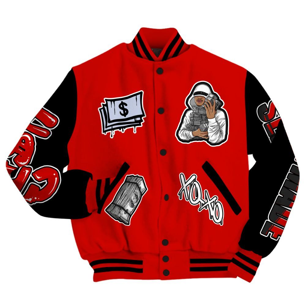 Varsity Jacket To Match Fire Red 6s - Selfmade Unique All Over Print