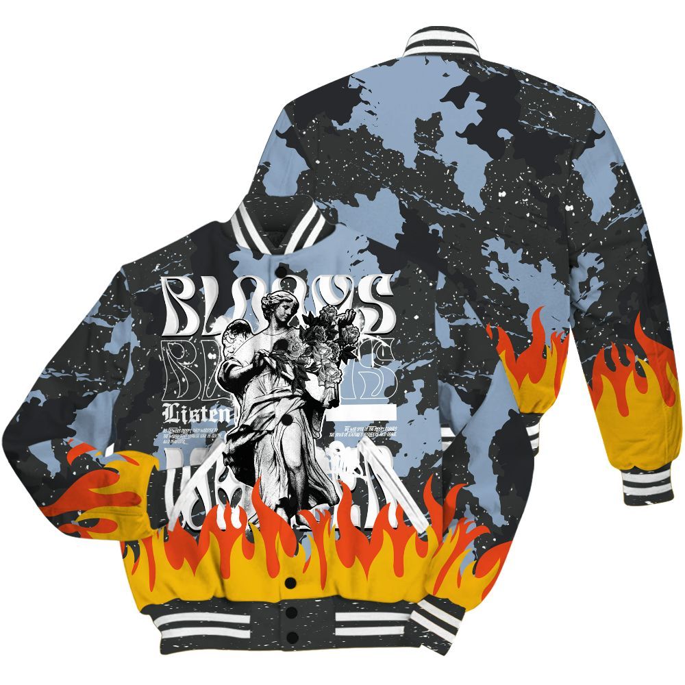Varsity Jacket To Match Reverse Black White 6s - Blooms Whisper Retro All Over Print
